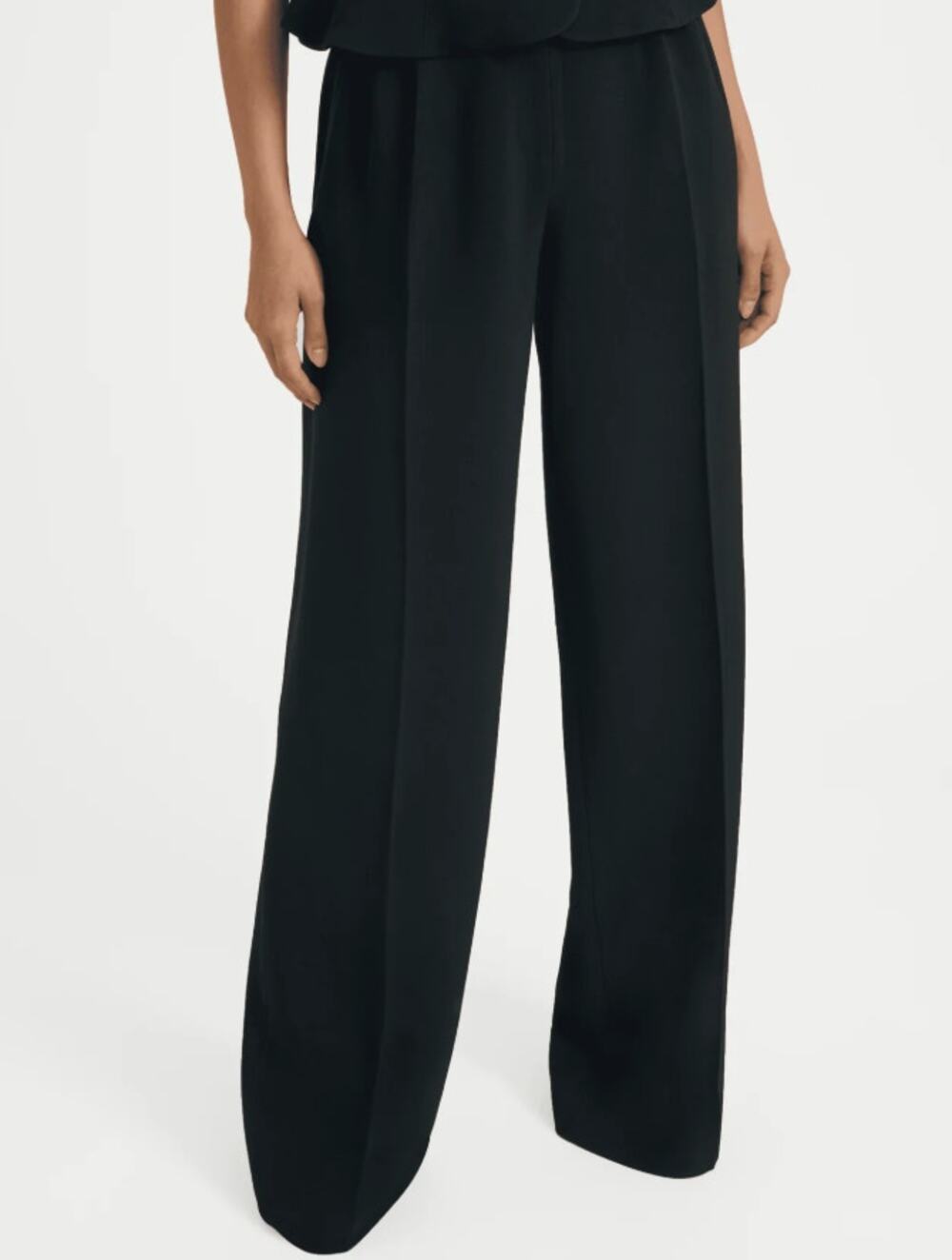 NWT Saloni Black Wide Tailored Cady Trousers Pleated Business Women's size 6